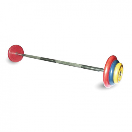 Штанга неразборная с цветными дисками MB Barbell MB-BarMW-C15